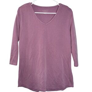 Segments Essentials for Women Lilac Micro Ribbed V-Neck Top‎ 3/4 Sleeve Medium